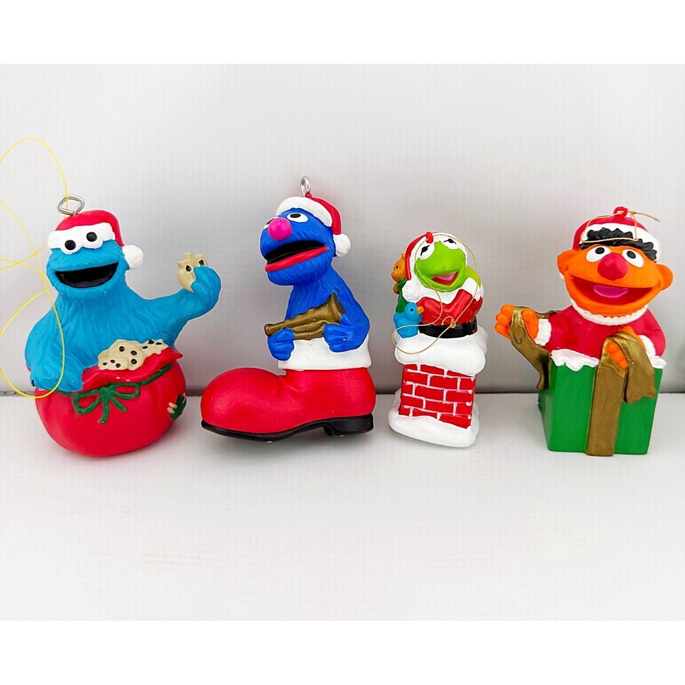 Sesame Street Christmas Ornaments Set Of 4. Vintage 1990's Jim Henson